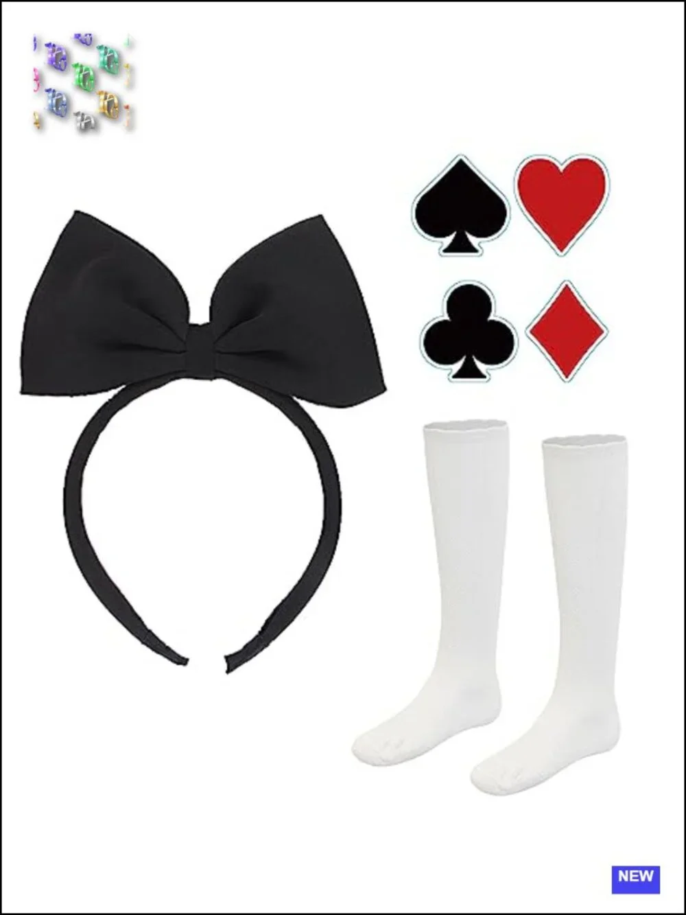 Girls Halloween Costume Dress Set with Apron Headband Socks Stickers – 5 Pieces